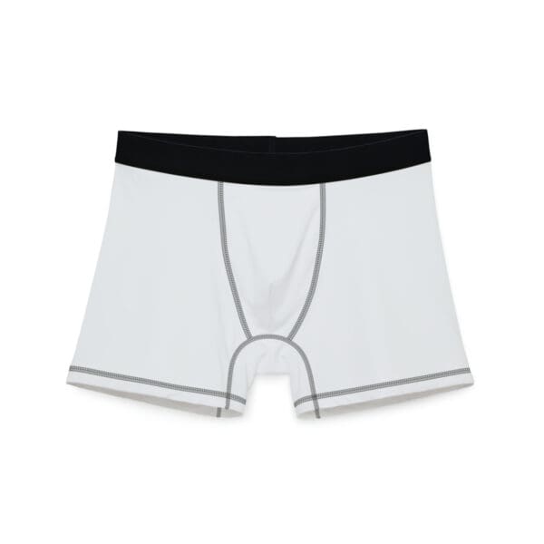 A white and black underwear is shown.