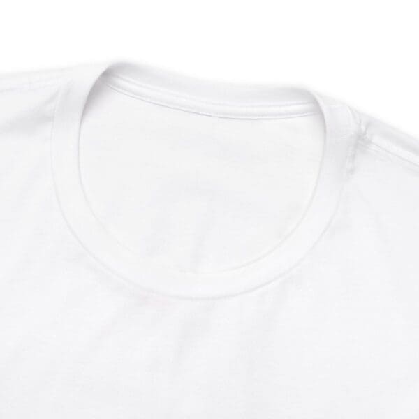 A white shirt with a round neck and short sleeves.