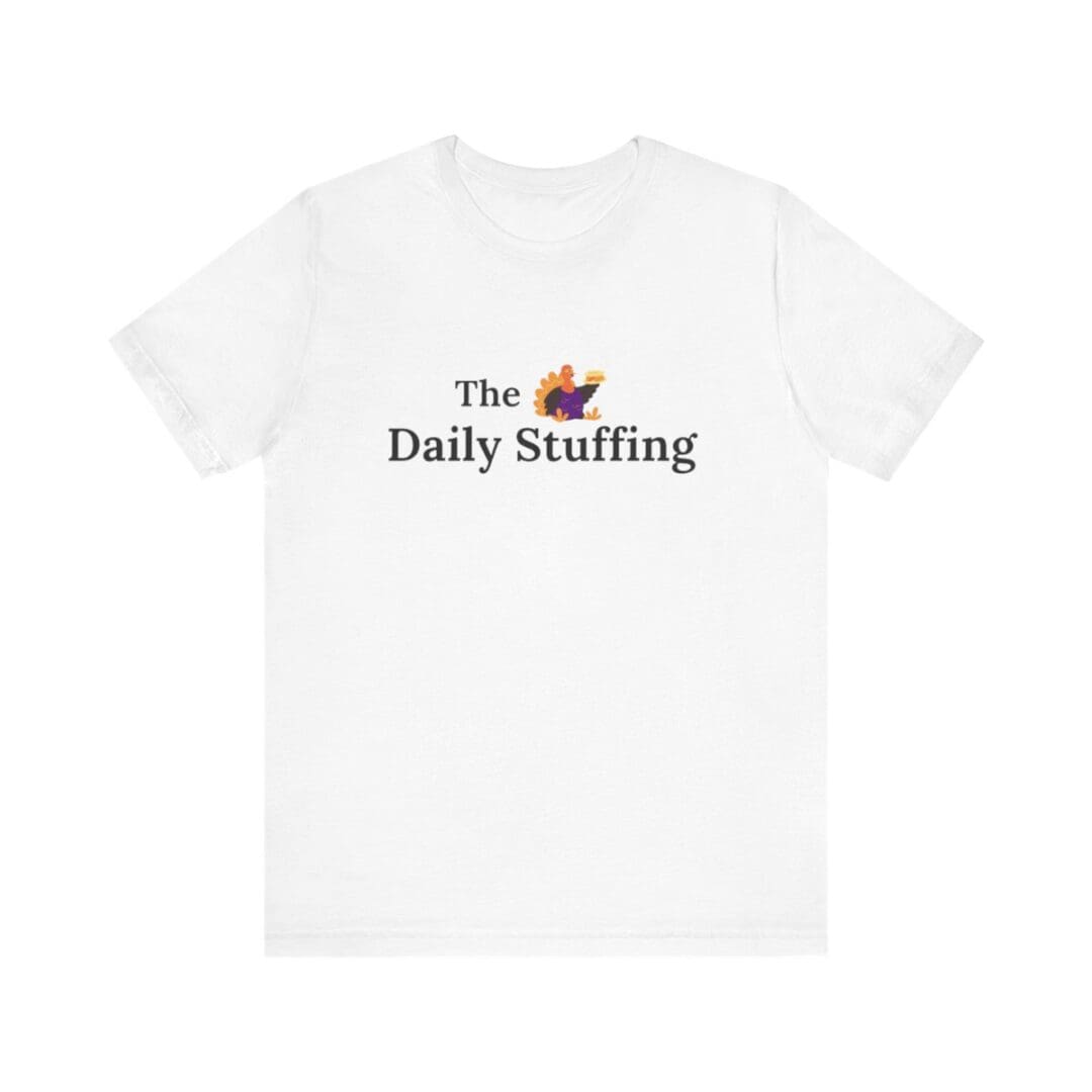 A white t-shirt with the daily staffing logo on it.