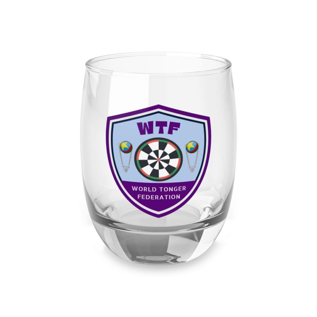 A glass with a logo of wtf world team